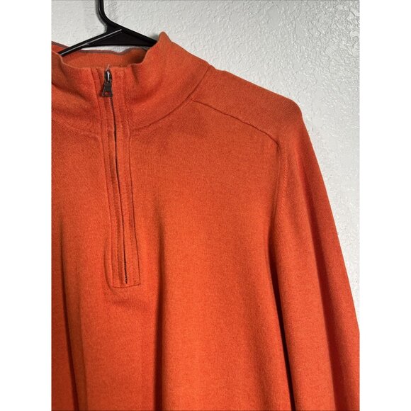Banana Republic Sweater Mens L Orange Silk 1/4 Zip Pullover Golf Performance - Picture 2 of 9